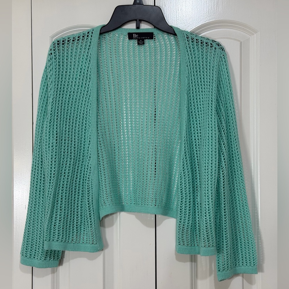 Chetta B Mint Green Open Knit Cardigan